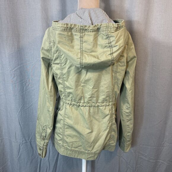Safari Military Jacket Womens S/M Army Green Full Zip Hooded Normcore - Picture 7 of 12